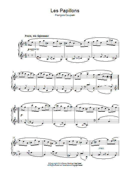 Francois Couperin Les Papillons sheet music notes and chords arranged for Piano Solo
