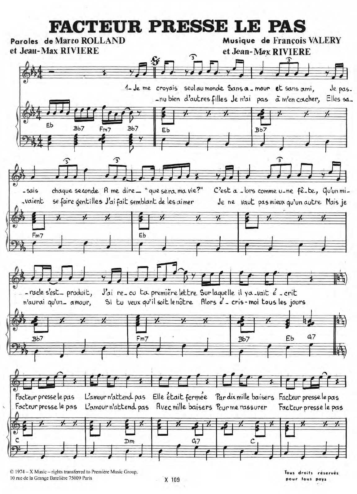 Francois Valery Facteur Presse Le Pas sheet music notes and chords arranged for Piano & Vocal
