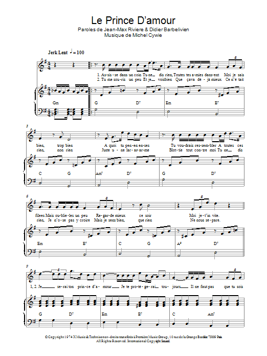 Francois Valery Le Prince D'amour sheet music notes and chords arranged for Piano & Vocal
