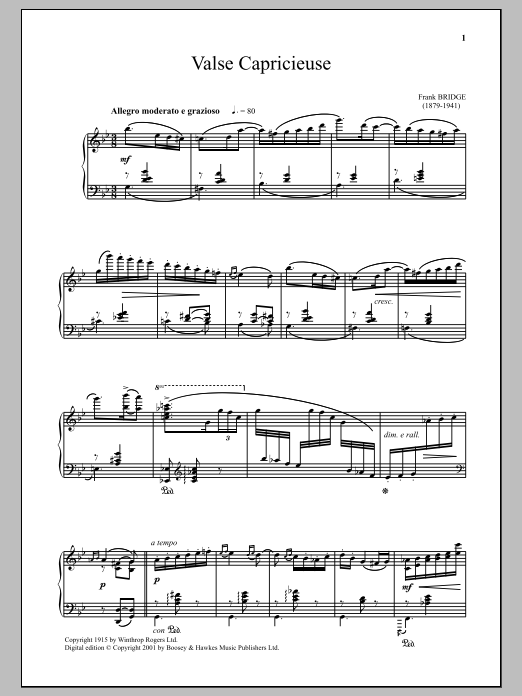 Frank Bridge Valse Capricieuse sheet music notes and chords arranged for Piano Solo