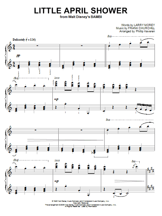 Frank Churchill Little April Shower [Classical version] (arr. Phillip Keveren) sheet music notes and chords arranged for Piano Solo