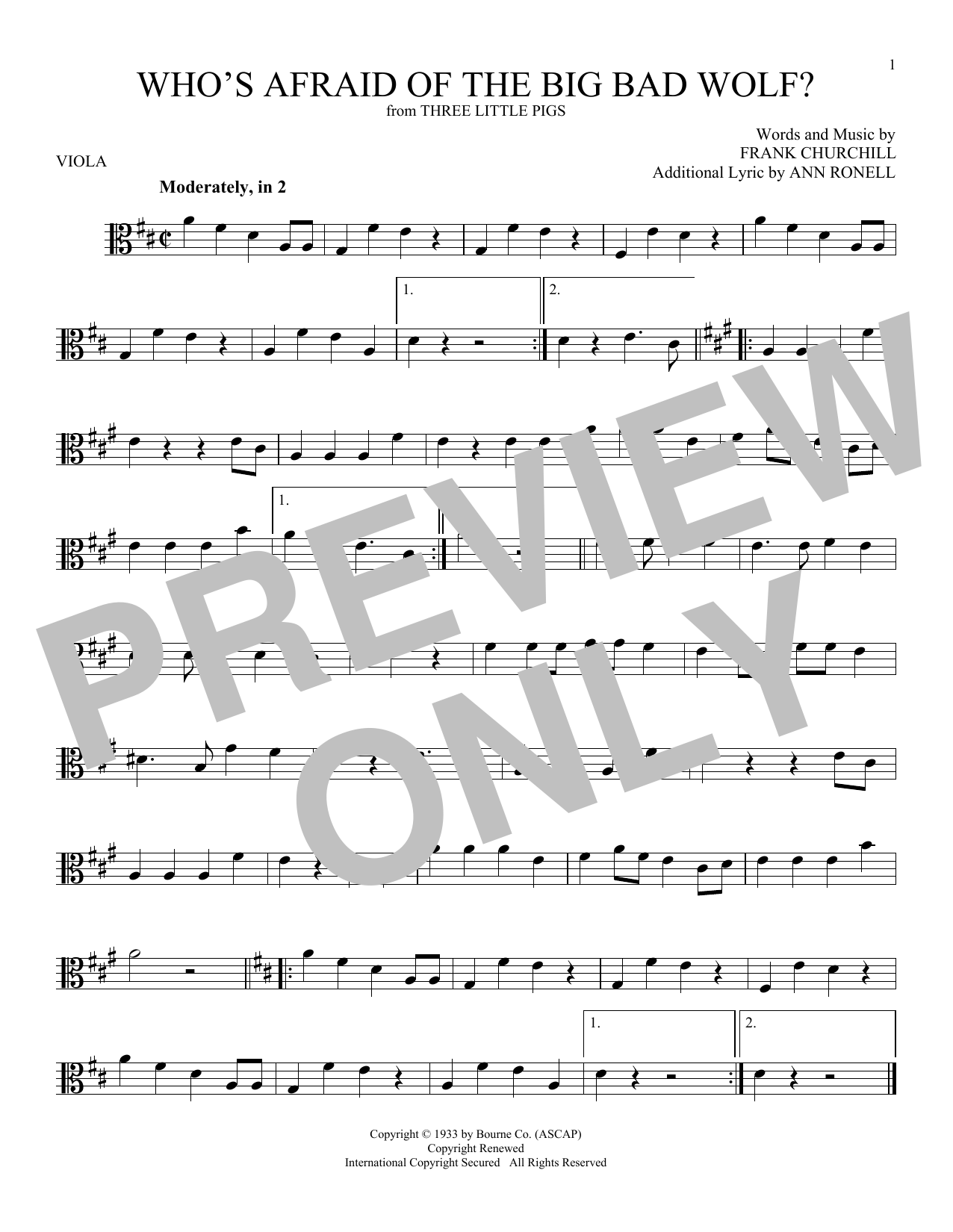 Frank Churchill Who's Afraid Of The Big Bad Wolf? (from Three Little Pigs) sheet music notes and chords arranged for Trumpet Solo