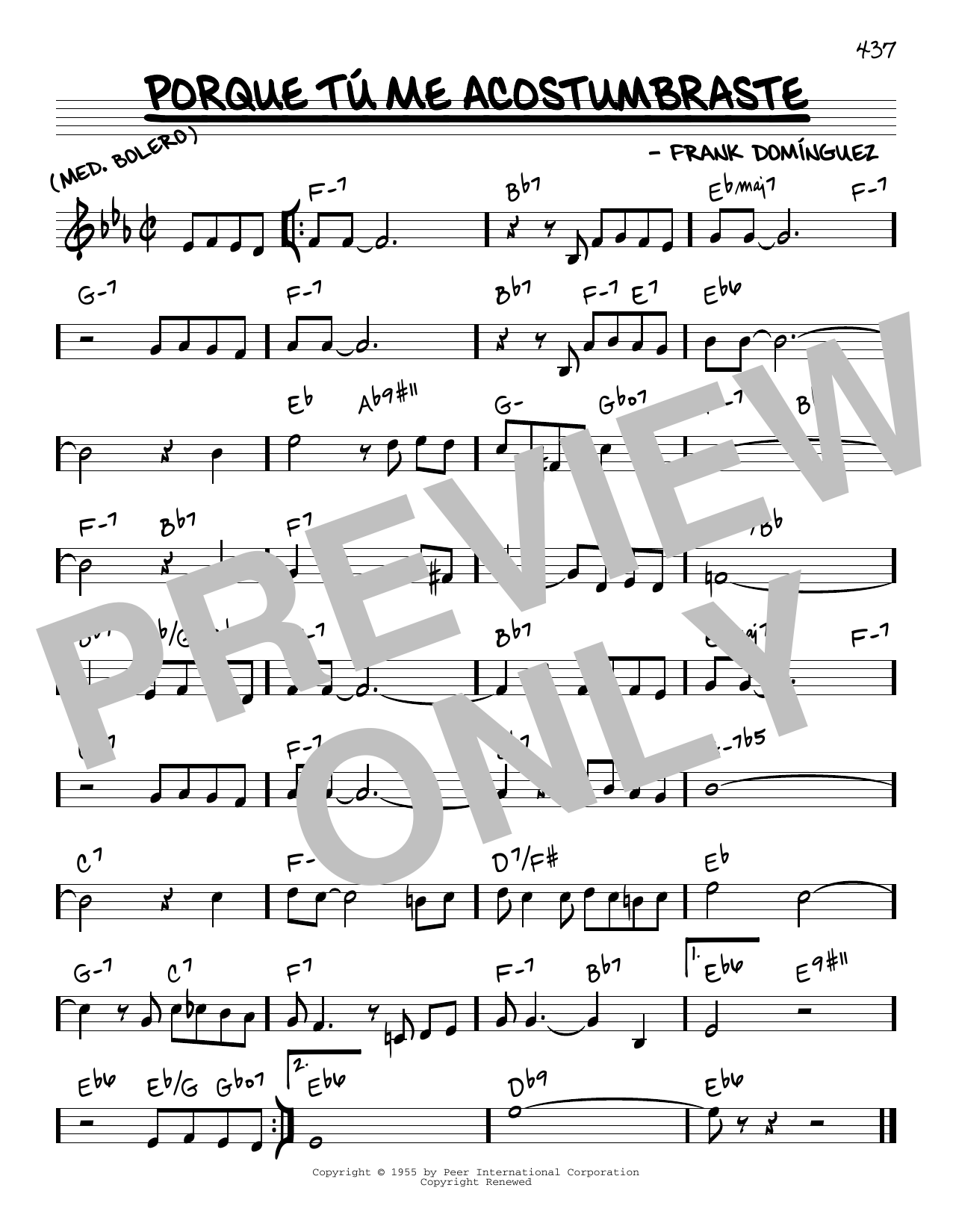 Frank Dominguez Porque Tu Me Acostumbraste sheet music notes and chords arranged for Real Book – Melody & Chords