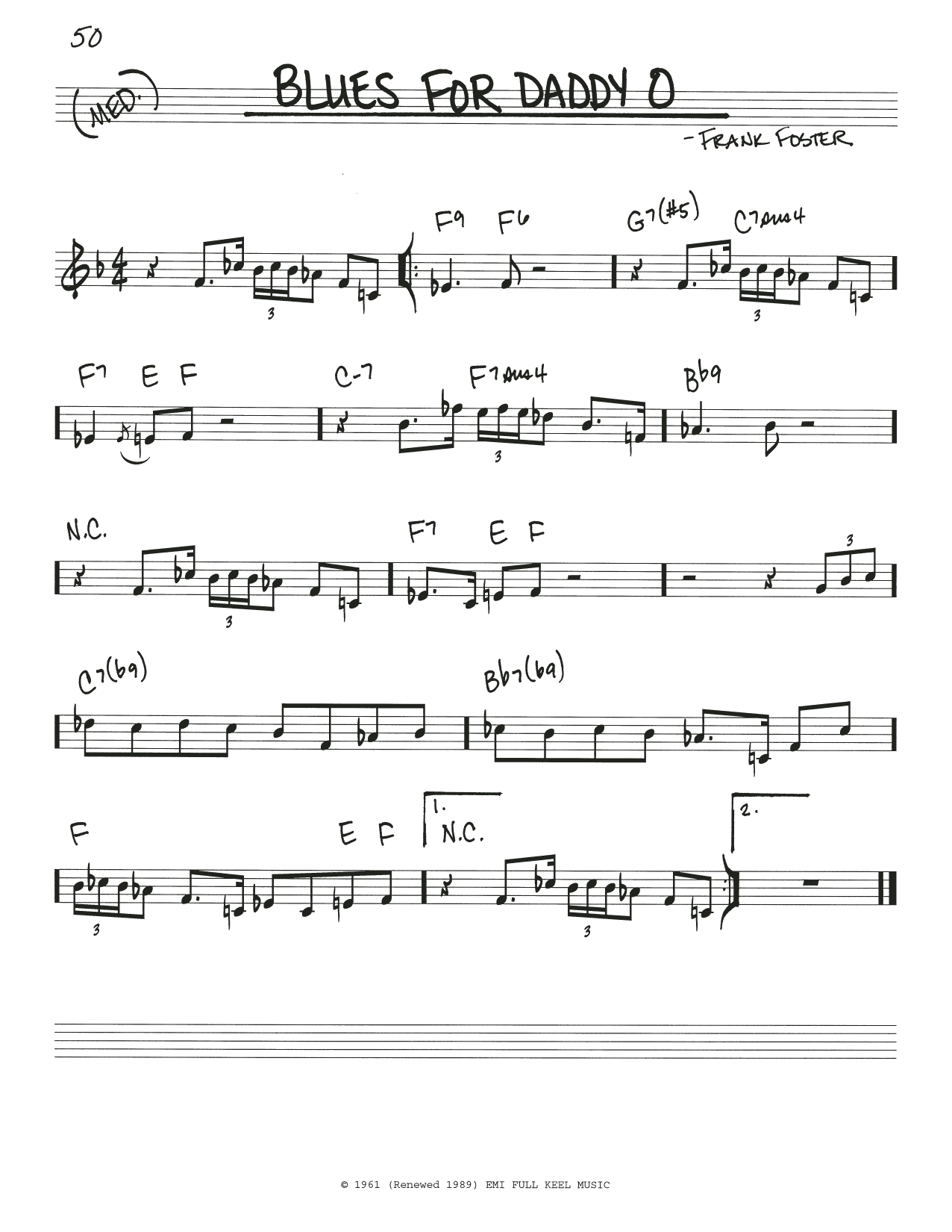 Frank Foster Blues For Daddy O sheet music notes and chords arranged for Real Book – Melody & Chords