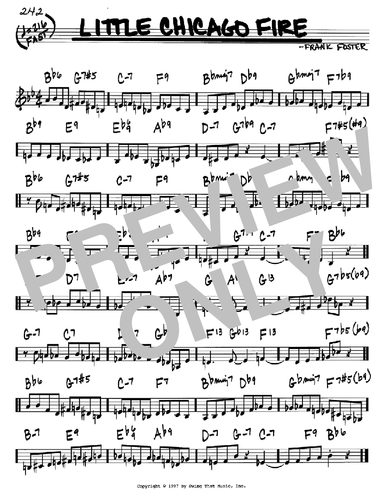 Frank Foster Little Chicago Fire sheet music notes and chords arranged for Real Book – Melody & Chords – C Instruments
