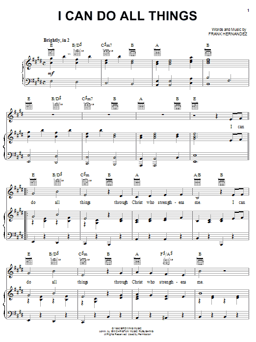 Frank Hernandez I Can Do All Things sheet music notes and chords arranged for Piano, Vocal & Guitar Chords (Right-Hand Melody)