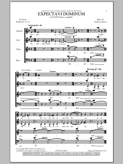 Frank La Rocca Expectavi Dominum sheet music notes and chords arranged for SATB Choir