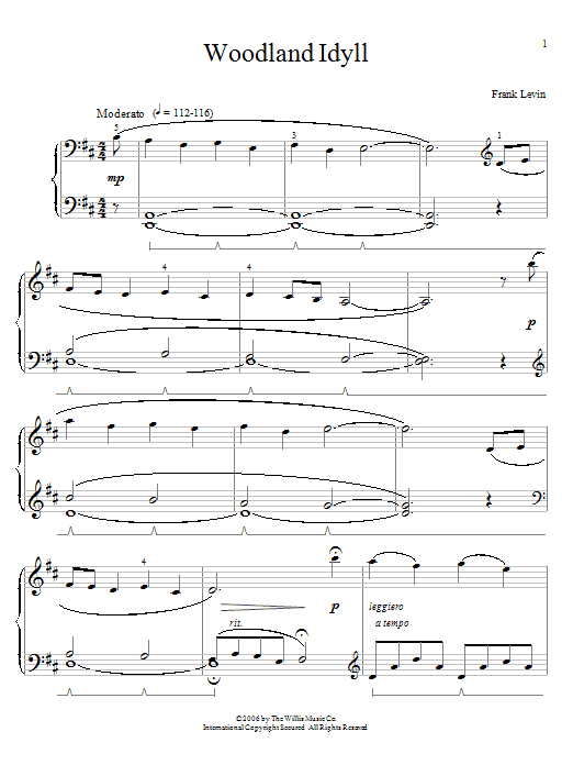 Frank Levin Woodland Idyll sheet music notes and chords arranged for Educational Piano