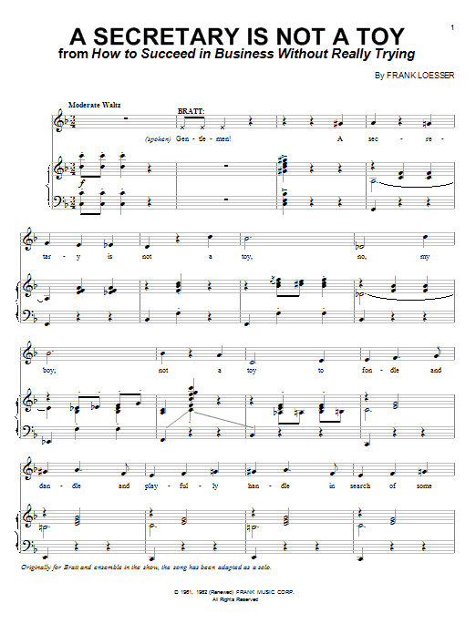Frank Loesser A Secretary Is Not A Toy sheet music notes and chords arranged for Piano & Vocal