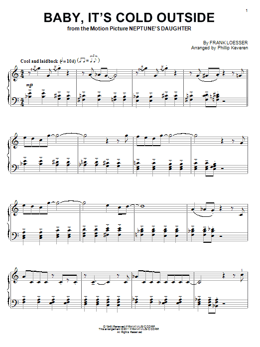 Frank Loesser Baby, It's Cold Outside (arr. Phillip Keveren) sheet music notes and chords arranged for Piano Solo