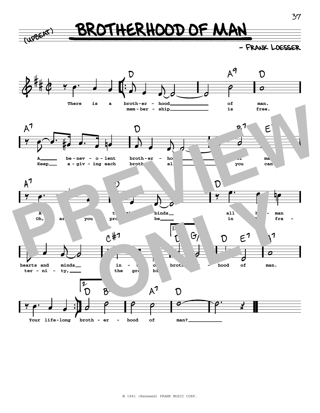 Frank Loesser Brotherhood Of Man (High Voice) (from How To Succeed In Business Without Really Trying) sheet music notes and chords arranged for Real Book – Melody, Lyrics & Chords