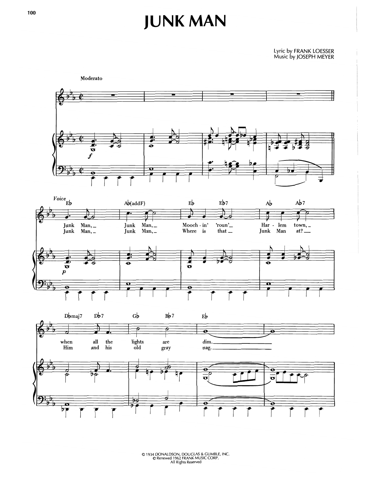 Frank Loesser Junk Man sheet music notes and chords arranged for Piano, Vocal & Guitar Chords (Right-Hand Melody)