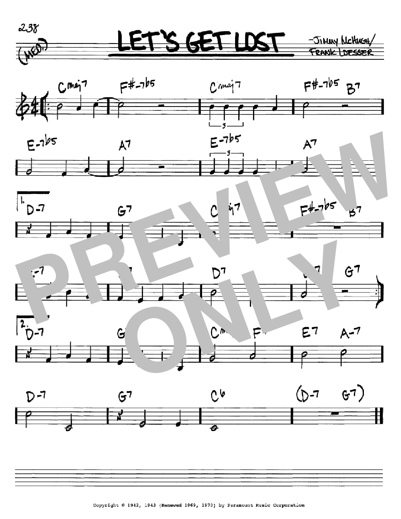 Frank Loesser Let's Get Lost sheet music notes and chords arranged for Real Book – Melody, Lyrics & Chords