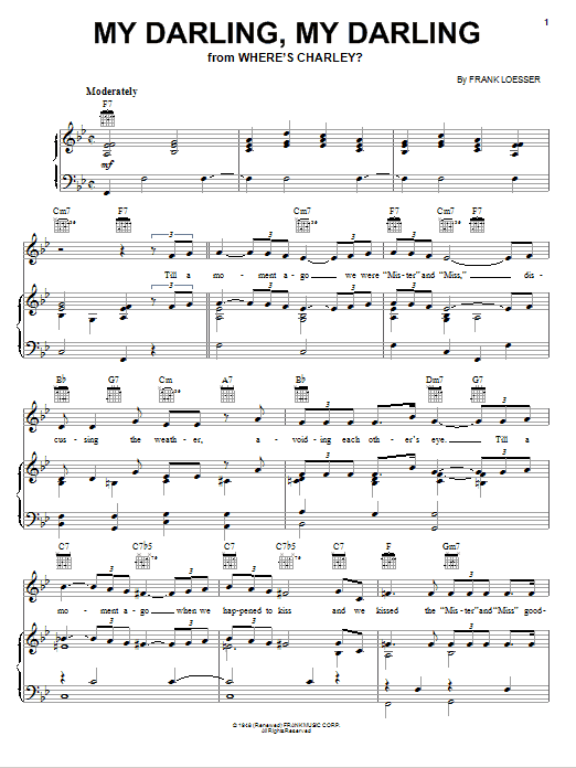 Frank Loesser My Darling, My Darling sheet music notes and chords arranged for Easy Lead Sheet / Fake Book
