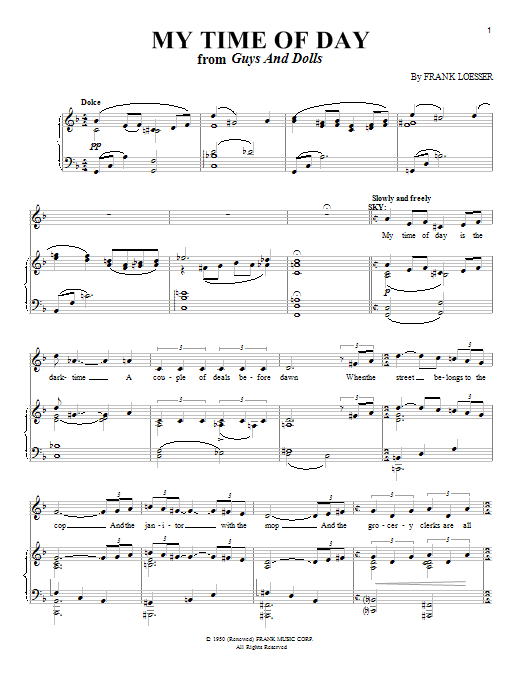 Frank Loesser My Time Of Day sheet music notes and chords arranged for Piano & Vocal