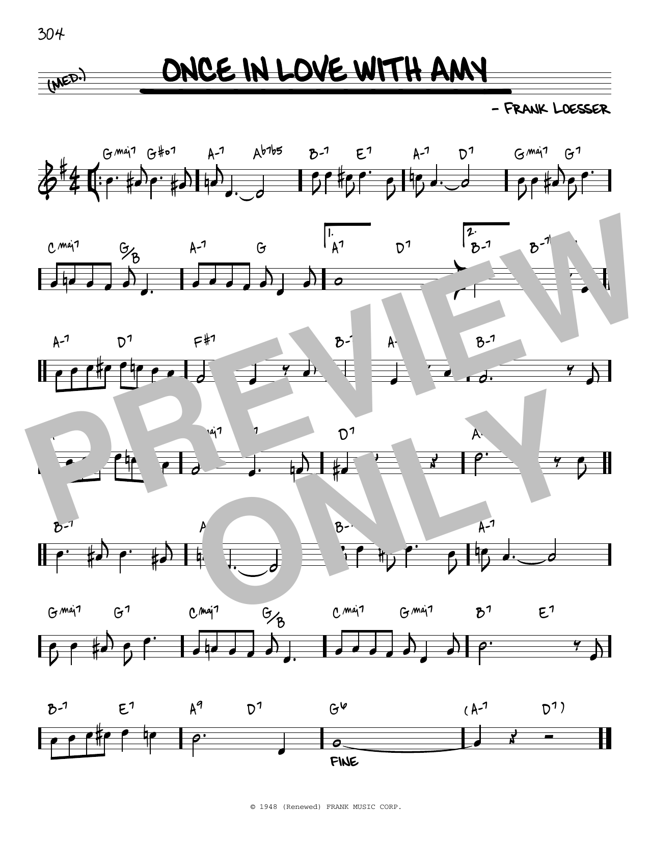 Frank Loesser Once In Love With Amy [Reharmonized version] (arr. Jack Grassel) sheet music notes and chords arranged for Real Book – Melody & Chords