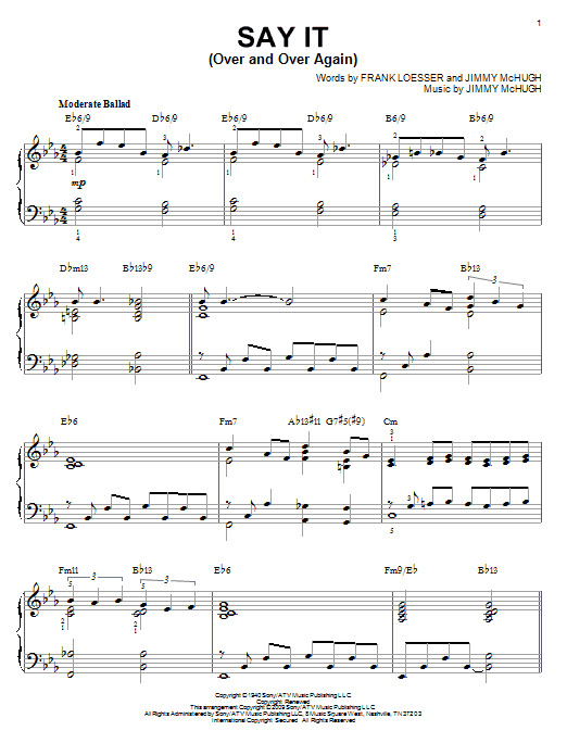 Frank Loesser Say It (Over And Over Again) [Jazz version] (arr. Brent Edstrom) sheet music notes and chords arranged for Piano Solo