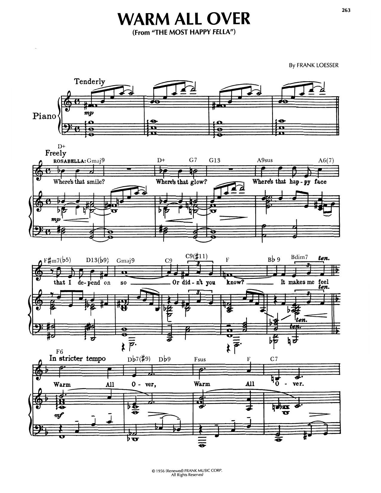 Frank Loesser Warm All Over sheet music notes and chords arranged for Piano, Vocal & Guitar Chords (Right-Hand Melody)