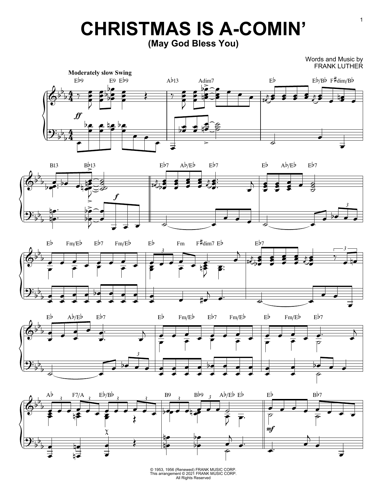 Frank Luther Christmas Is A-Comin' (May God Bless You) [Jazz version] (arr. Brent Edstrom) sheet music notes and chords arranged for Piano Solo