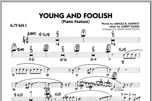 Frank Mantooth Young And Foolish - Alto Sax 2 sheet music notes and chords arranged for Jazz Ensemble