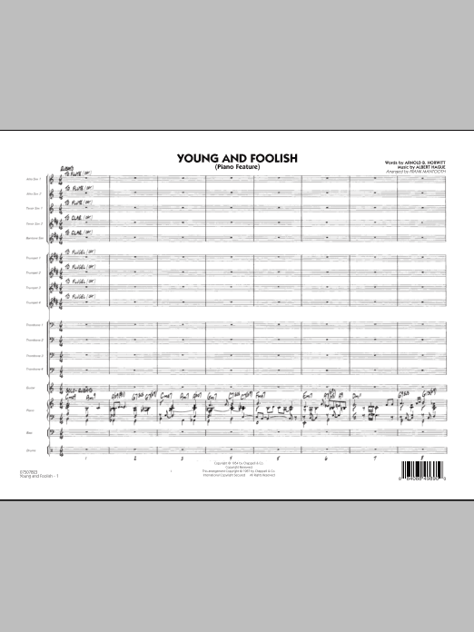 Frank Mantooth Young And Foolish - Full Score sheet music notes and chords arranged for Jazz Ensemble