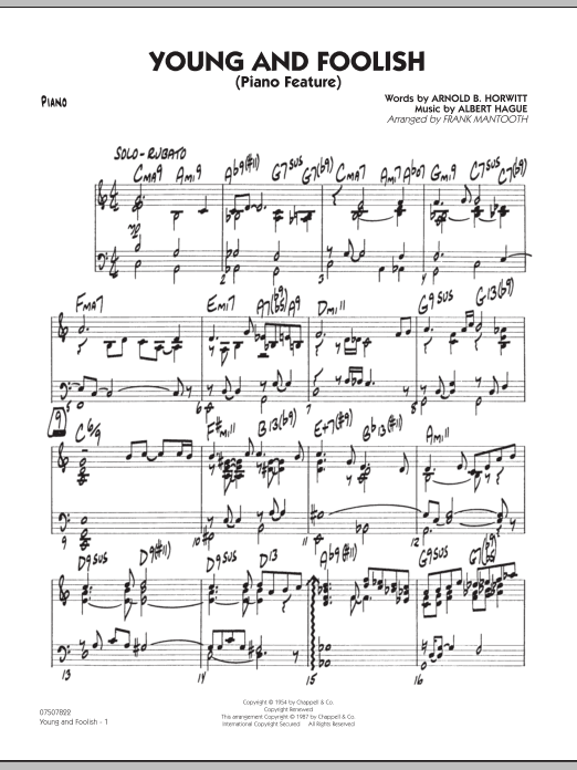Frank Mantooth Young And Foolish - Piano sheet music notes and chords arranged for Jazz Ensemble