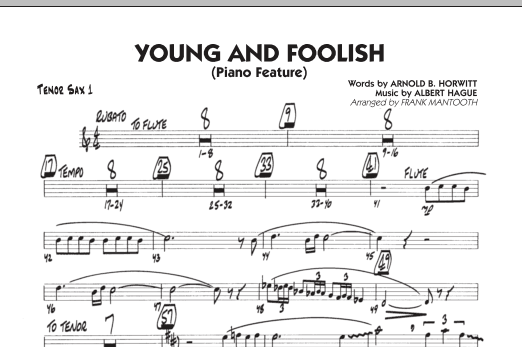 Frank Mantooth Young And Foolish - Tenor Sax 1 sheet music notes and chords arranged for Jazz Ensemble