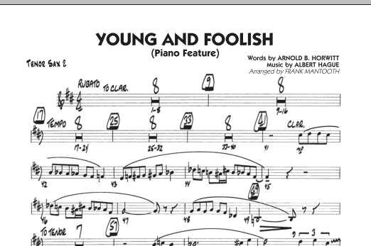 Frank Mantooth Young And Foolish - Tenor Sax 2 sheet music notes and chords arranged for Jazz Ensemble