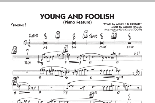 Frank Mantooth Young And Foolish - Trombone 3 sheet music notes and chords arranged for Jazz Ensemble