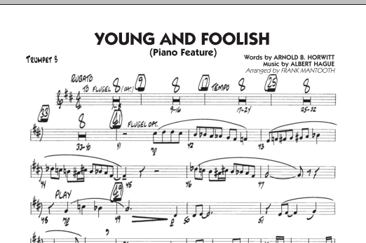 Frank Mantooth Young And Foolish - Trumpet 3 sheet music notes and chords arranged for Jazz Ensemble