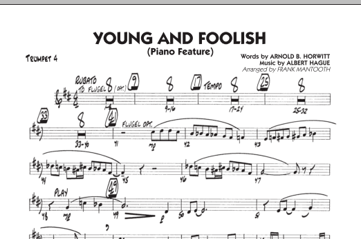 Frank Mantooth Young And Foolish - Trumpet 4 sheet music notes and chords arranged for Jazz Ensemble