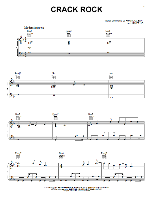 Frank Ocean Crack Rock sheet music notes and chords arranged for Piano, Vocal & Guitar Chords (Right-Hand Melody)