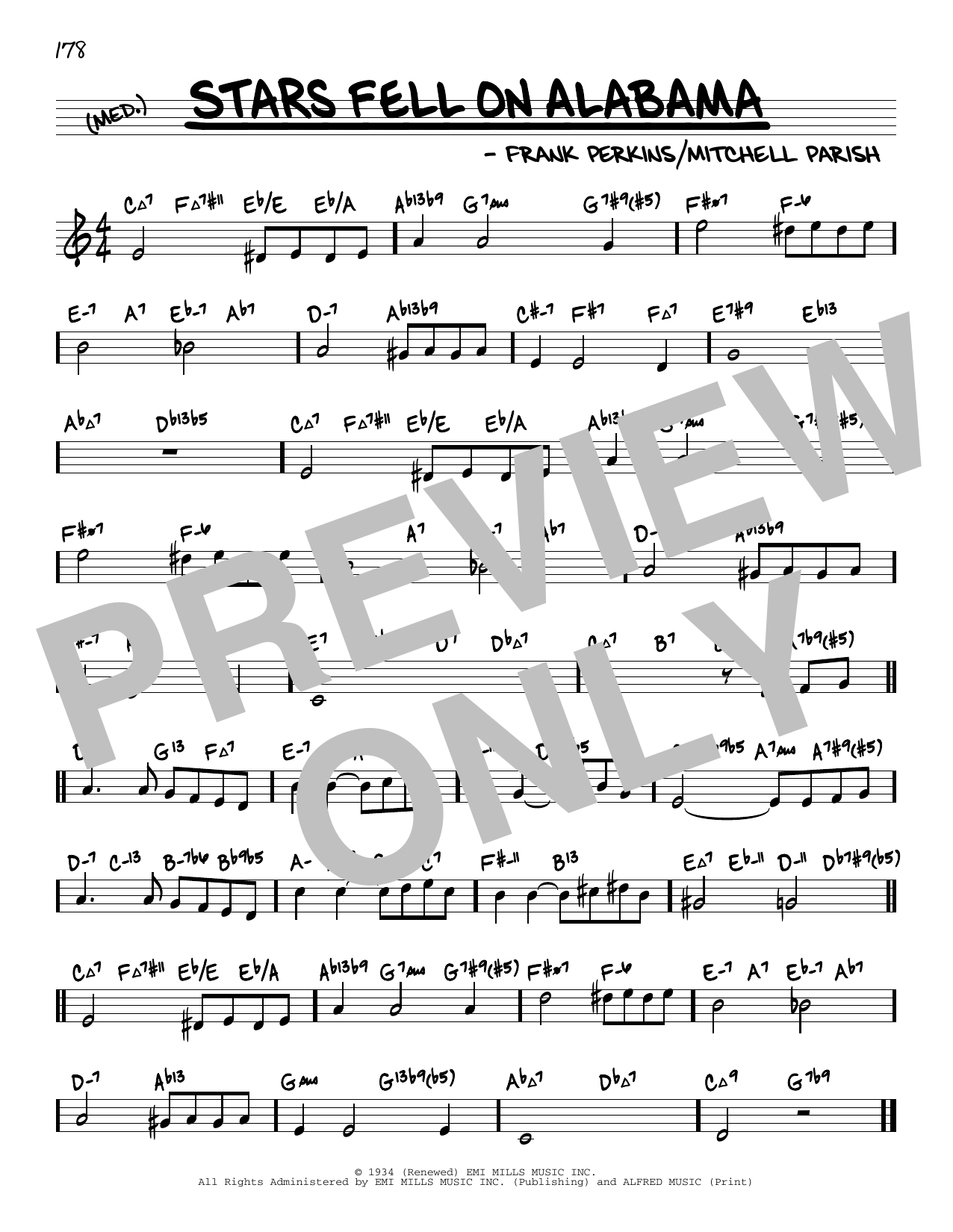 Frank Perkins Stars Fell On Alabama (arr. David Hazeltine) sheet music notes and chords arranged for Real Book – Enhanced Chords