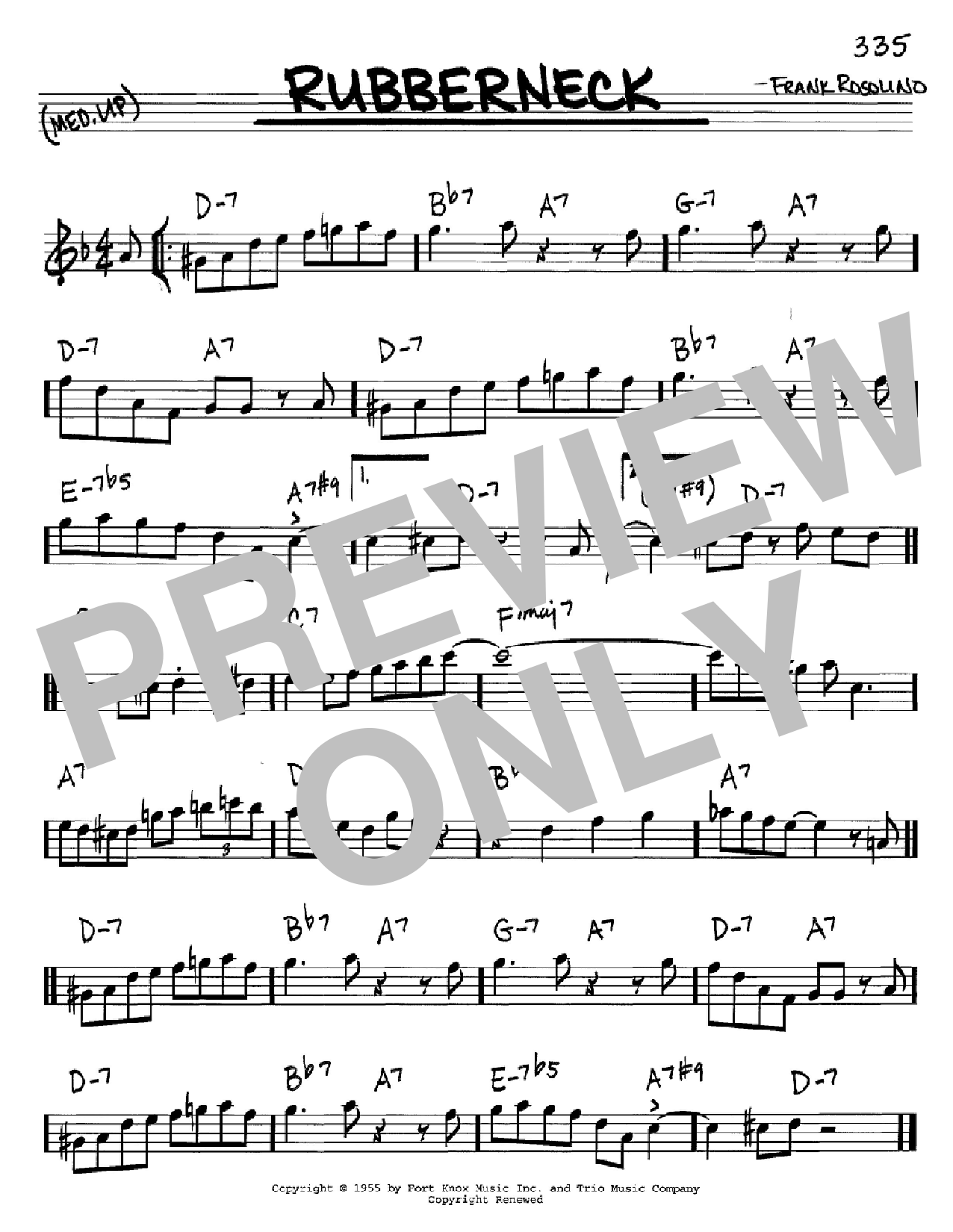 Frank Rosolino Rubberneck sheet music notes and chords arranged for Real Book – Melody & Chords – C Instruments