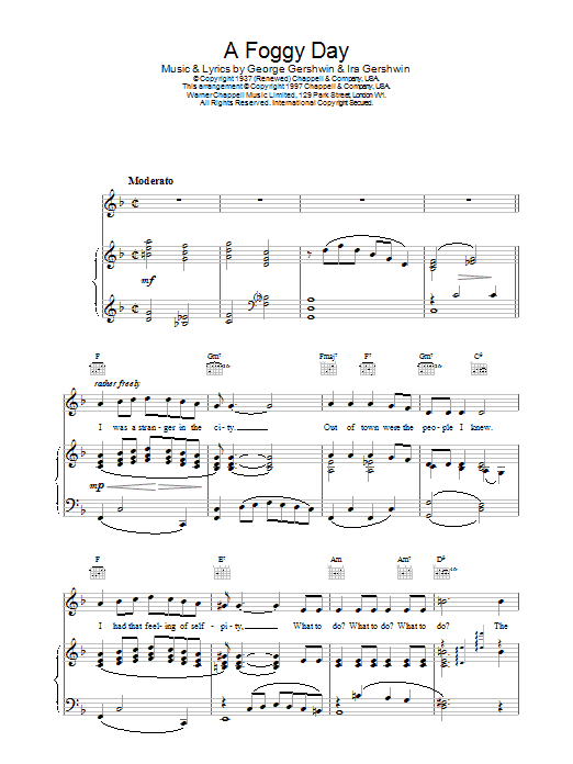 Frank Sinatra A Foggy Day (In London Town) sheet music notes and chords arranged for Piano & Vocal