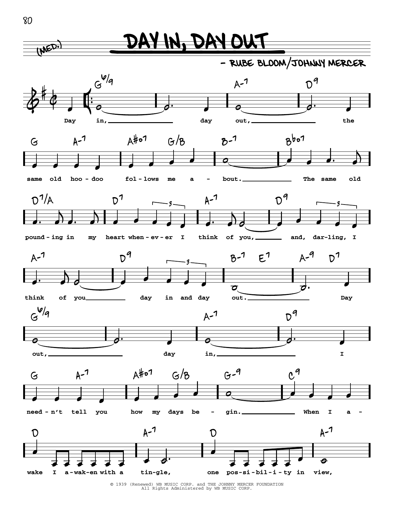 Frank Sinatra Day In, Day Out (Low Voice) sheet music notes and chords arranged for Real Book – Melody, Lyrics & Chords