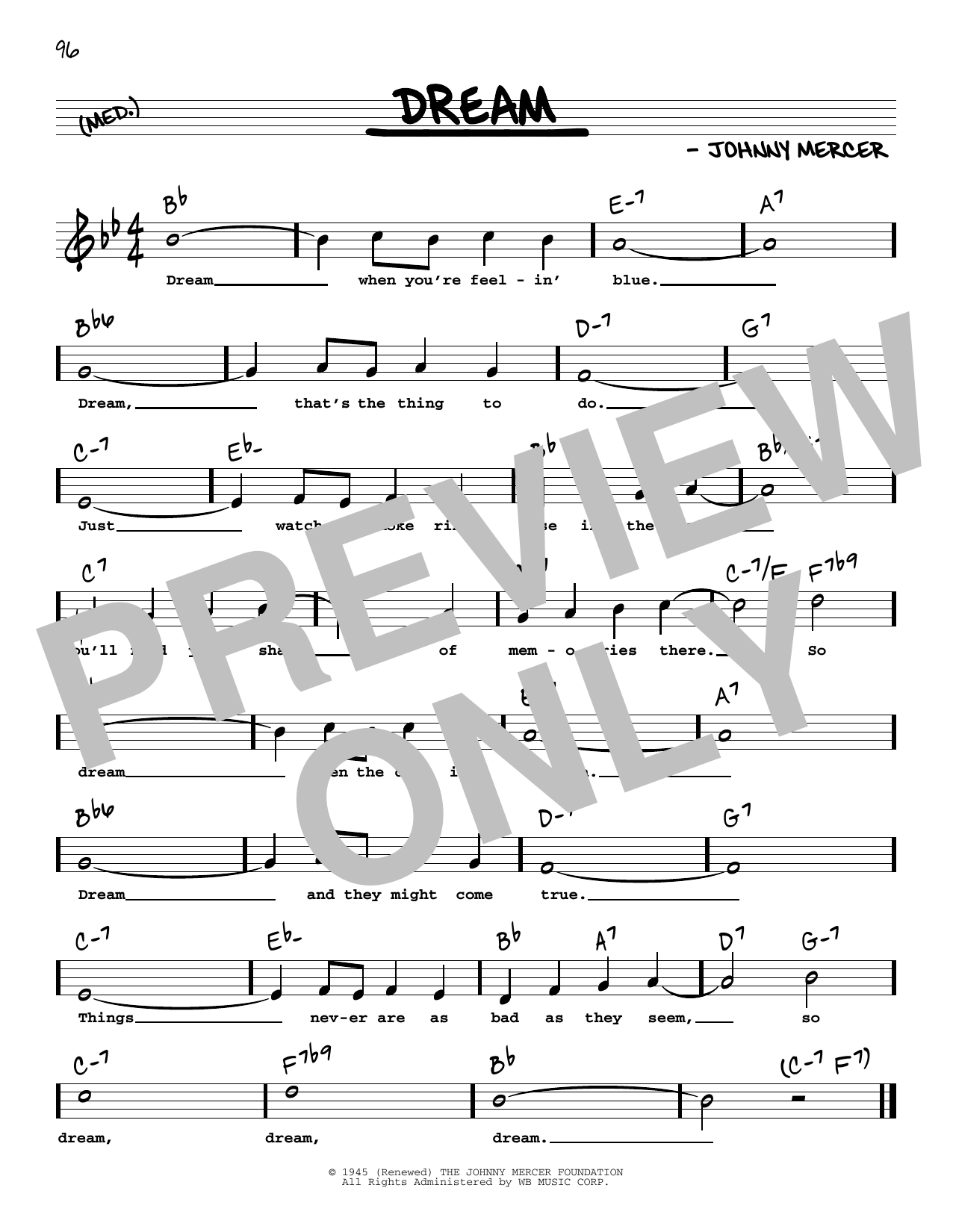 Frank Sinatra Dream (High Voice) sheet music notes and chords arranged for Real Book – Melody, Lyrics & Chords