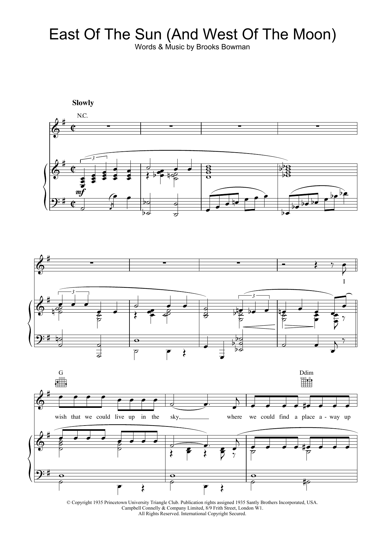 Frank Sinatra East Of The Sun (And West Of The Moon) sheet music notes and chords arranged for Beginner Piano