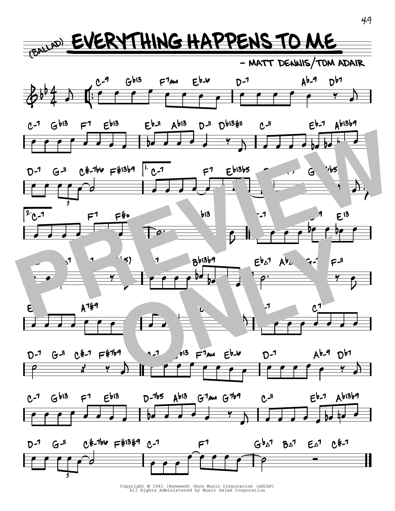 Frank Sinatra Everything Happens To Me (arr. David Hazeltine) sheet music notes and chords arranged for Real Book – Enhanced Chords