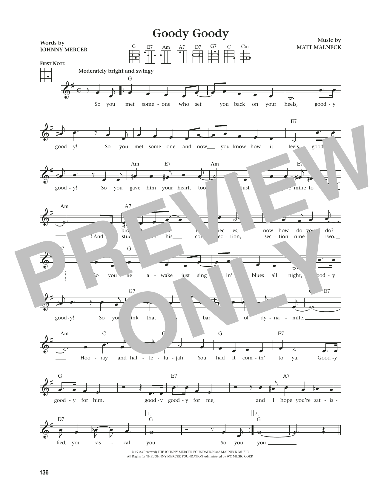 Frank Sinatra Goody Goody (from The Daily Ukulele) (arr. Jim Beloff) sheet music notes and chords arranged for Ukulele