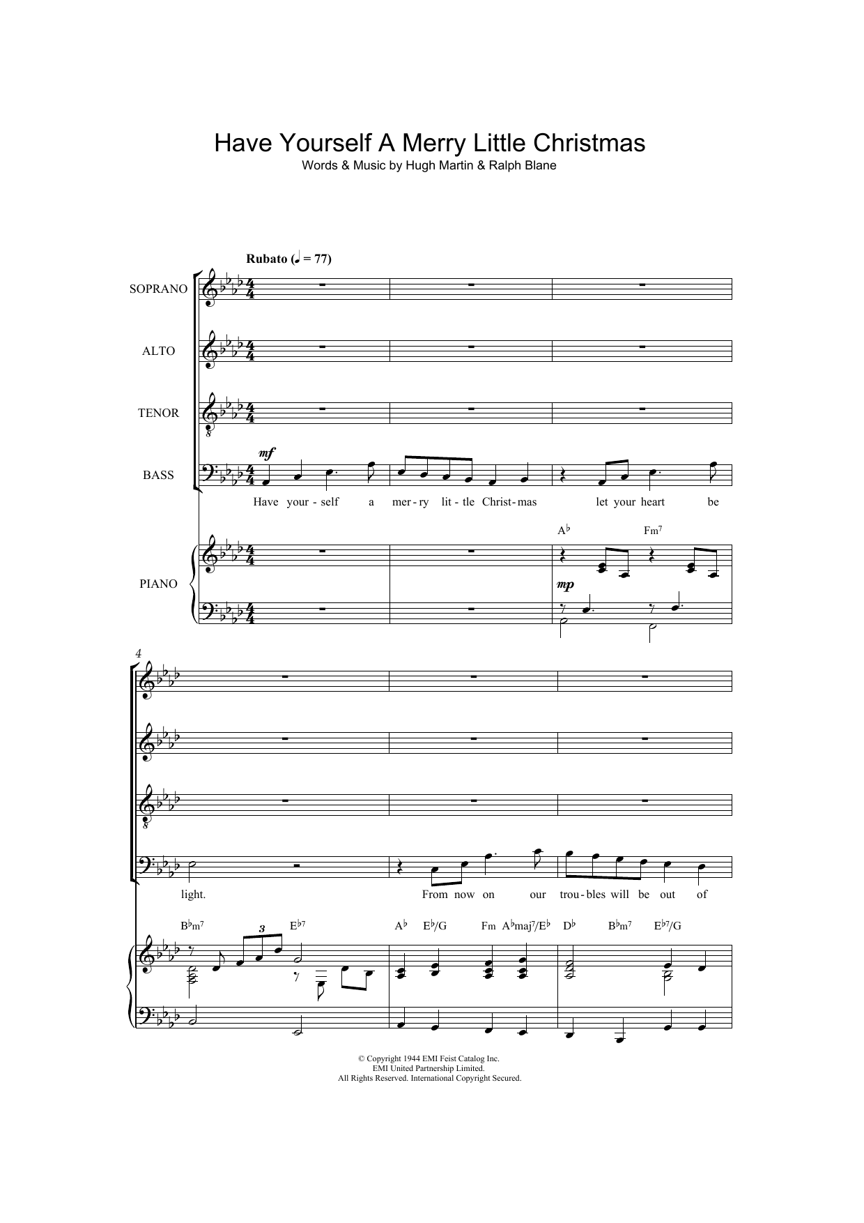 Frank Sinatra Have Yourself A Merry Little Christmas (arr. Thomas Lydon) sheet music notes and chords arranged for SATB Choir