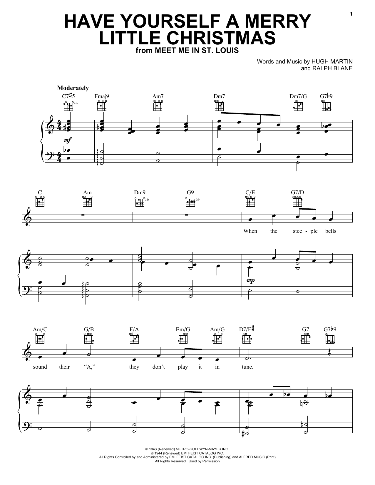 Frank Sinatra Have Yourself A Merry Little Christmas sheet music notes and chords arranged for Piano Chords/Lyrics