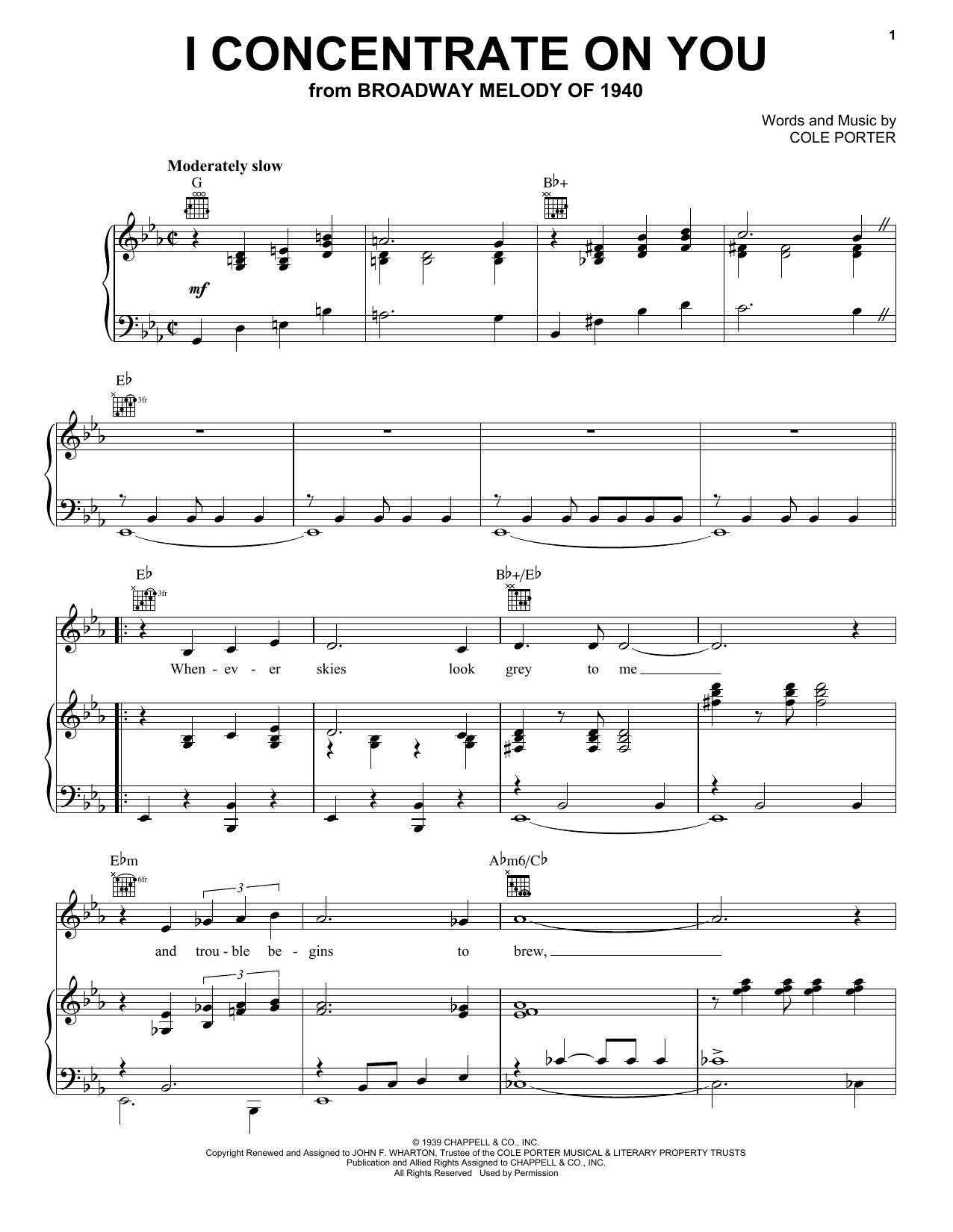 Frank Sinatra I Concentrate On You sheet music notes and chords arranged for Piano, Vocal & Guitar Chords (Right-Hand Melody)