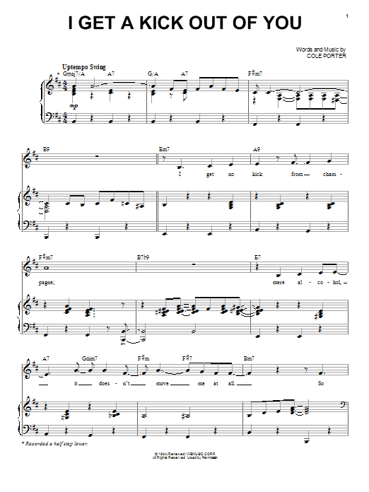Frank Sinatra I Get A Kick Out Of You sheet music notes and chords arranged for Piano & Vocal