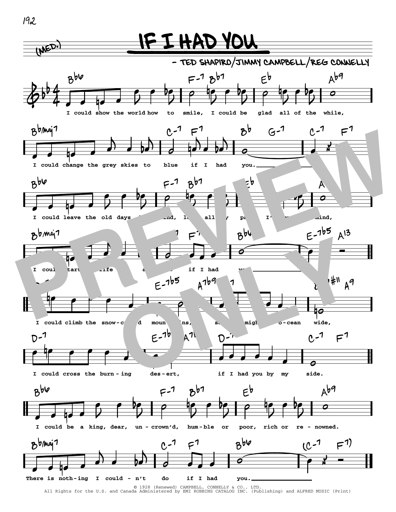 Frank Sinatra If I Had You (High Voice) sheet music notes and chords arranged for Real Book – Melody, Lyrics & Chords