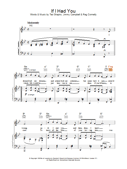 Frank Sinatra If I Had You sheet music notes and chords arranged for Lead Sheet / Fake Book