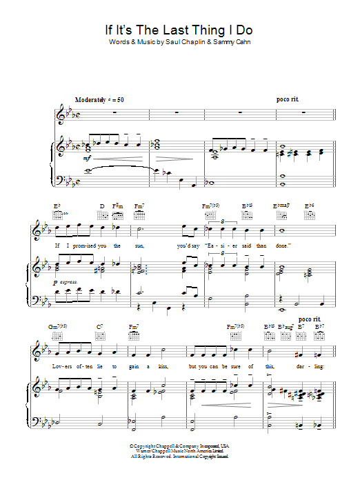 Frank Sinatra If It's The Last Thing I Do sheet music notes and chords arranged for Piano, Vocal & Guitar Chords