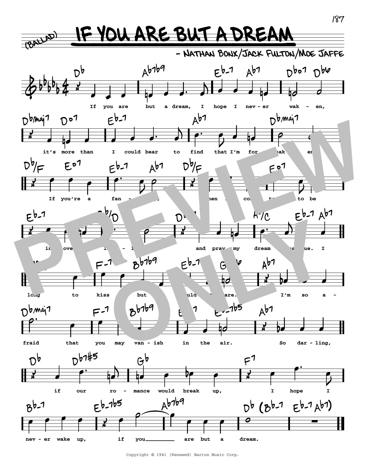 Frank Sinatra If You Are But A Dream (High Voice) sheet music notes and chords arranged for Real Book – Melody, Lyrics & Chords