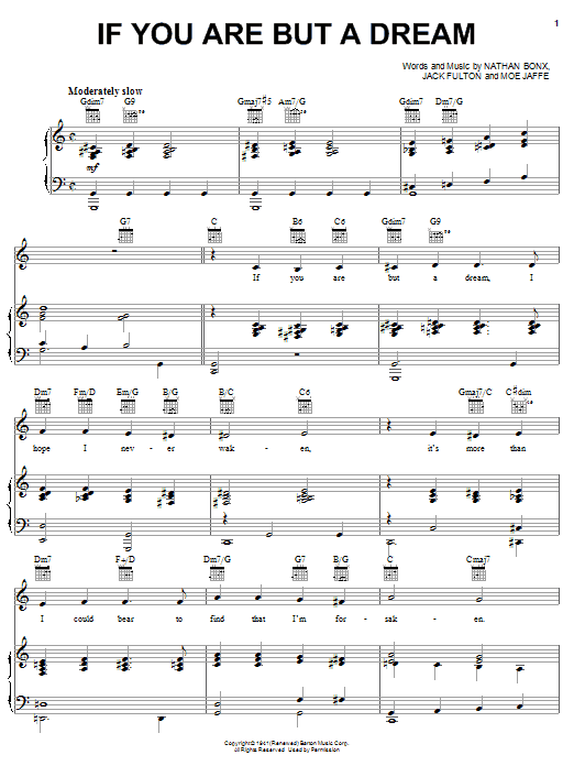 Frank Sinatra If You Are But A Dream sheet music notes and chords arranged for Piano, Vocal & Guitar Chords (Right-Hand Melody)