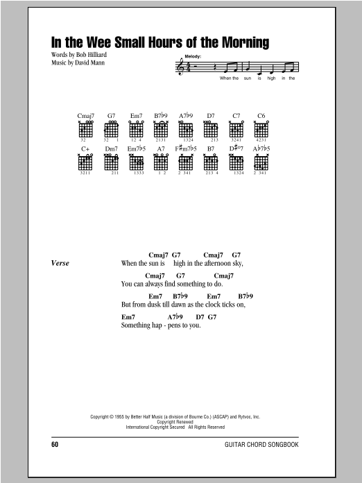 Frank Sinatra In The Wee Small Hours Of The Morning sheet music notes and chords arranged for Cello Solo